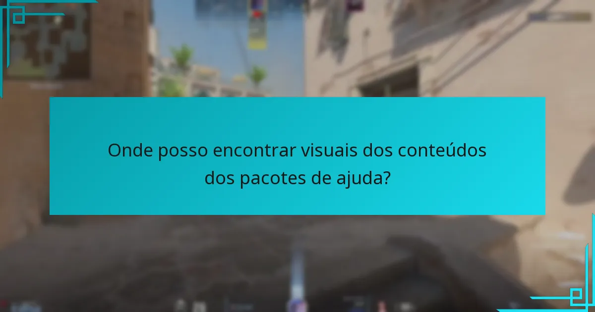 Onde posso encontrar visuais dos conteúdos dos pacotes de ajuda?